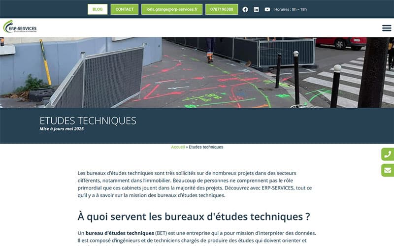 Page de service du site ERP Services