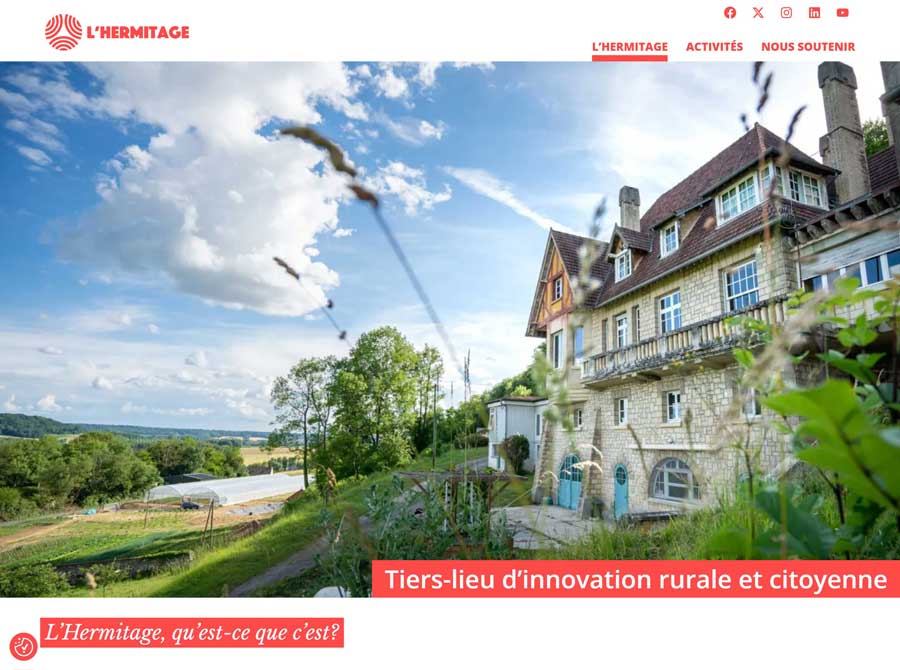 Page d'accueil du site Tiers Lieu L'Hermitage