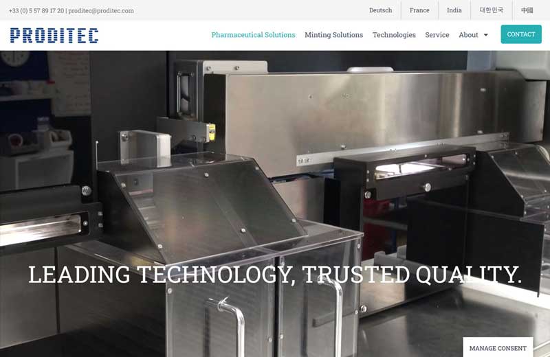 Page d'accueil du site Proditec