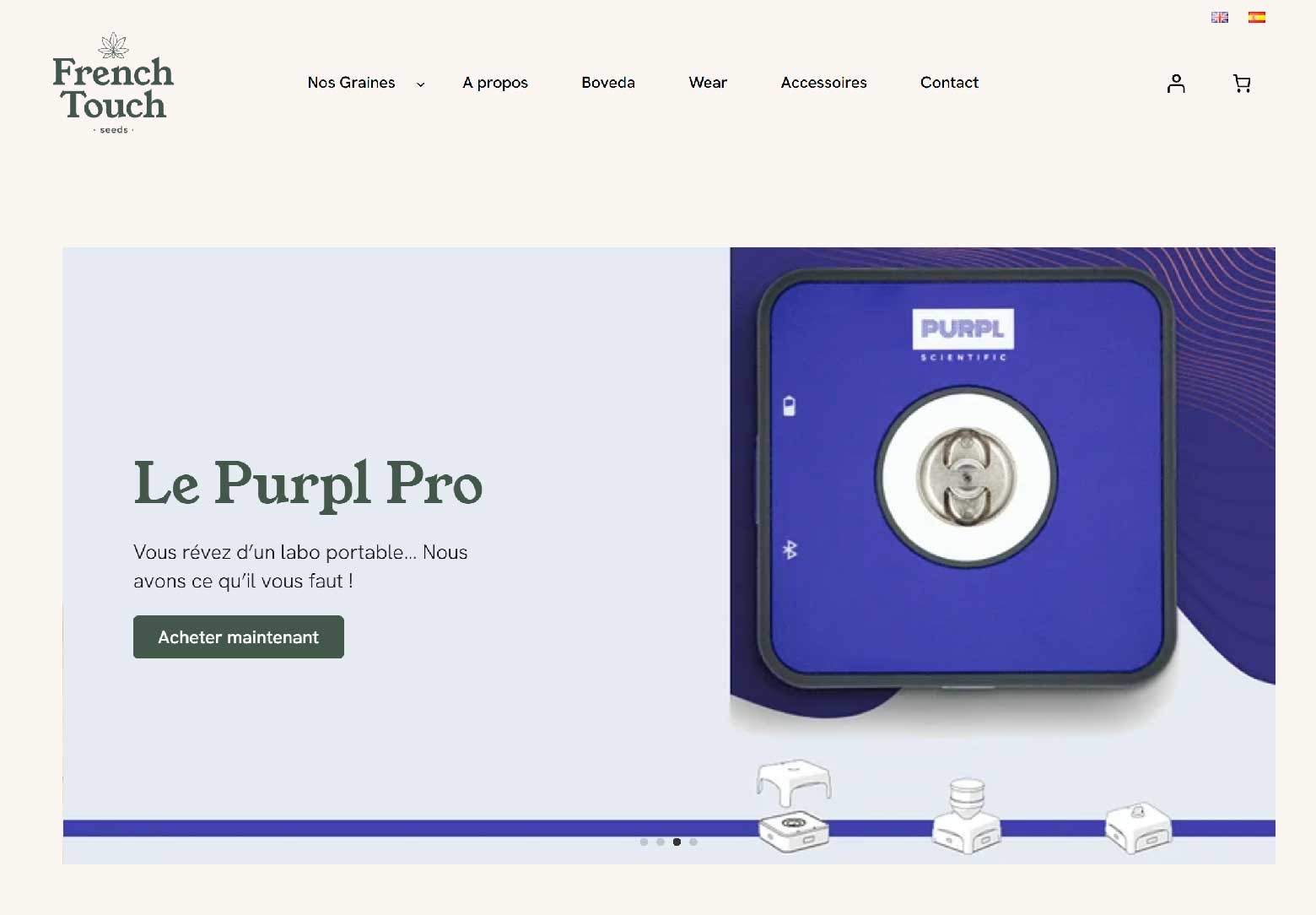 Interface de la boutique en ligne French Touch Seeds