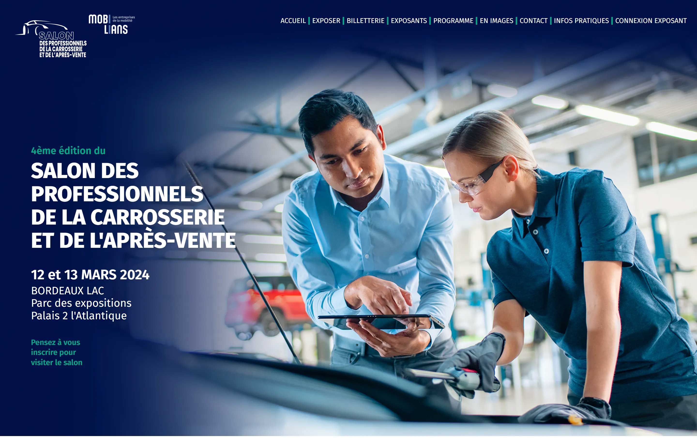Page d'accueil du site Salon de la Carrosserie