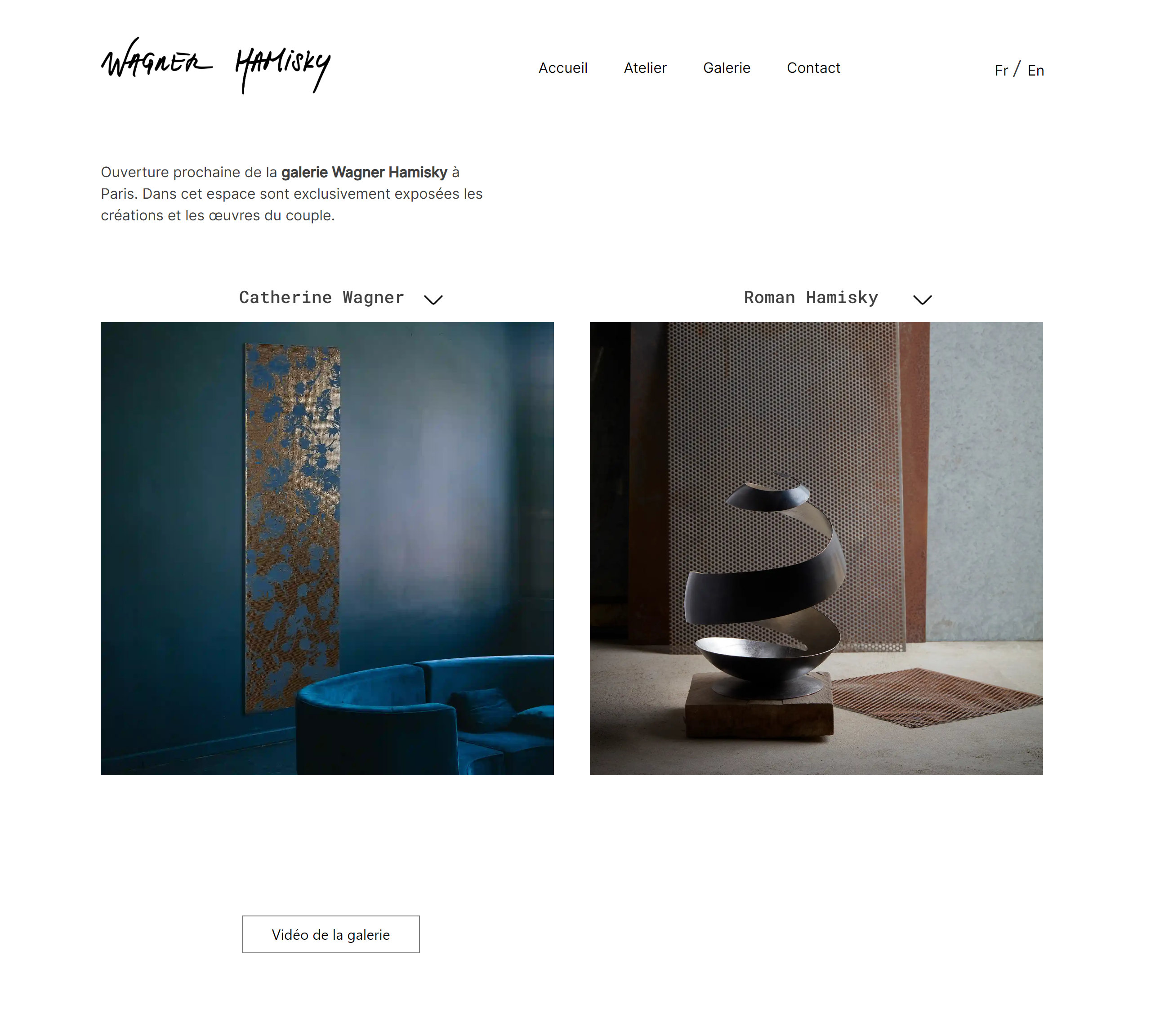 Page d'accueil du site Wagner Hamisky